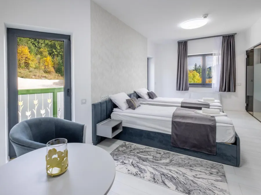Apartament cu paturi separate și ieșire la balcon