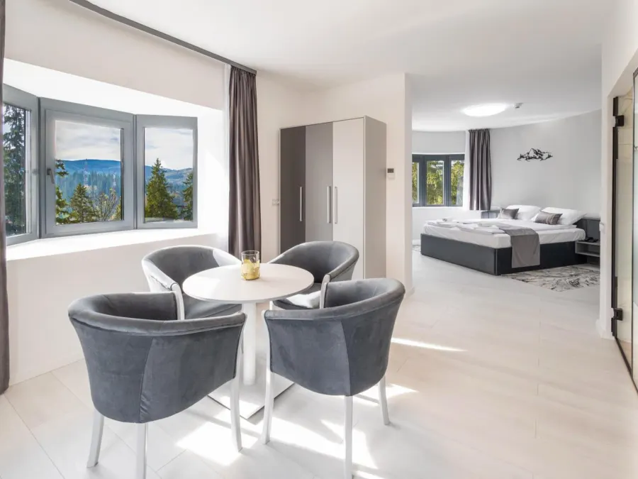 Apartament: zona de zi și dormitorul